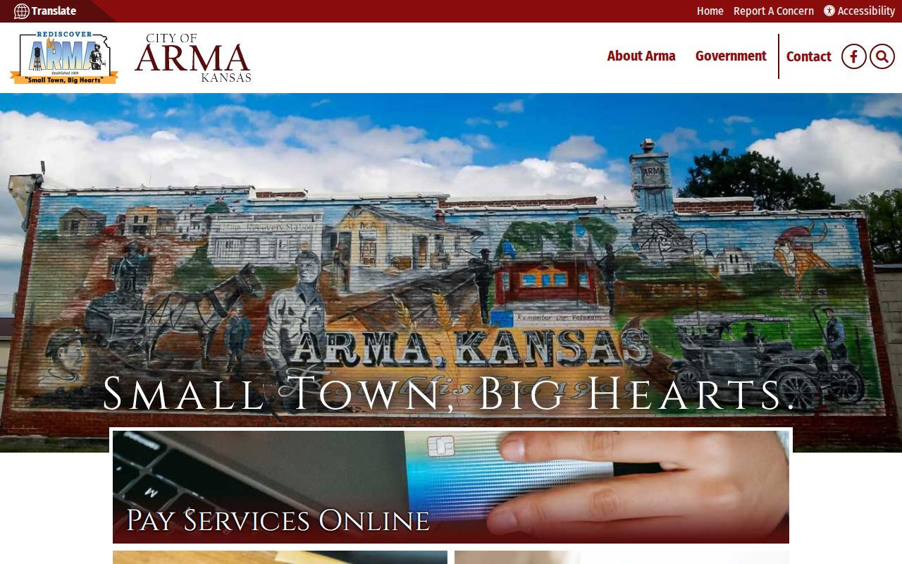 Official City of Arma website home page