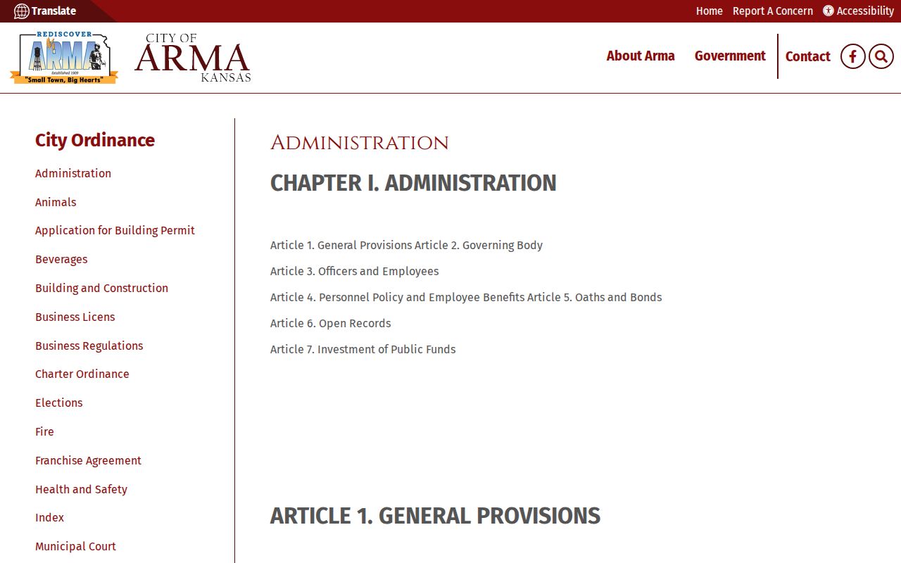 Arma city records custodian information