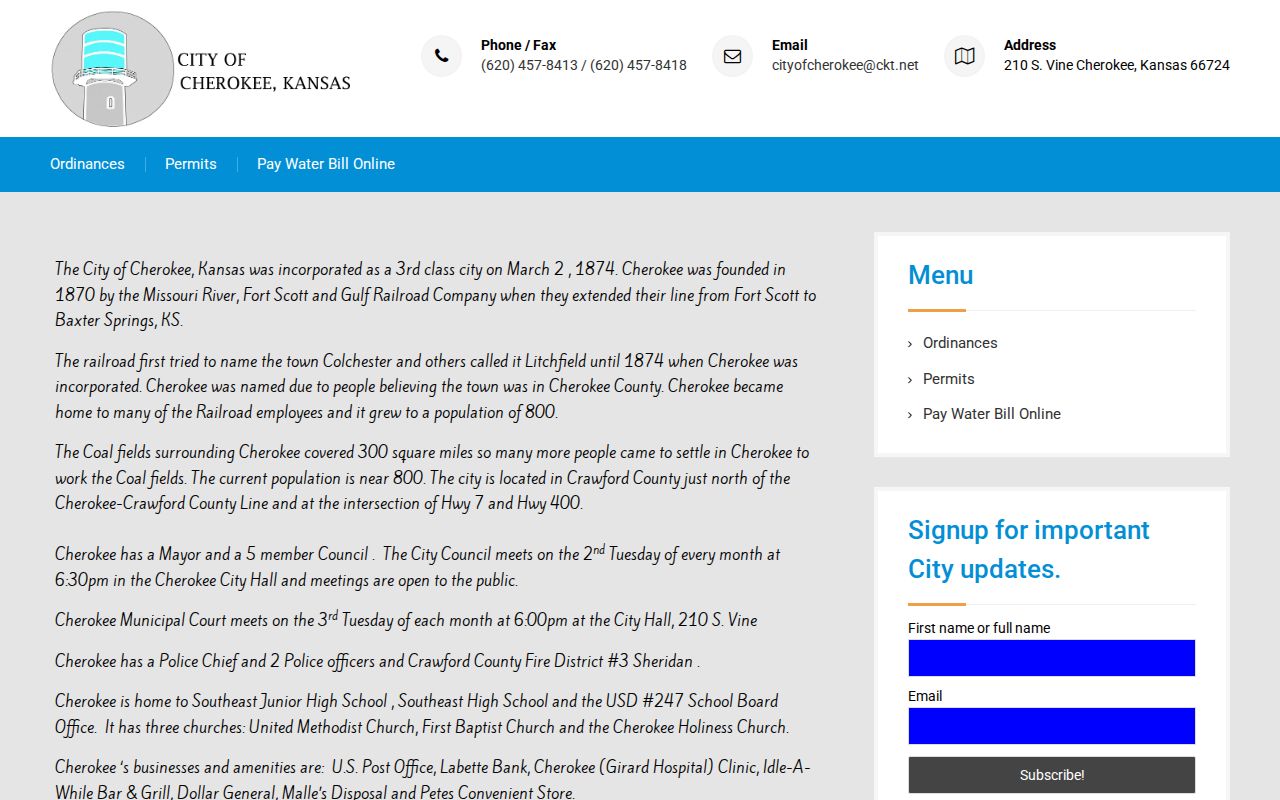 Official Cherokee city and municipal court information