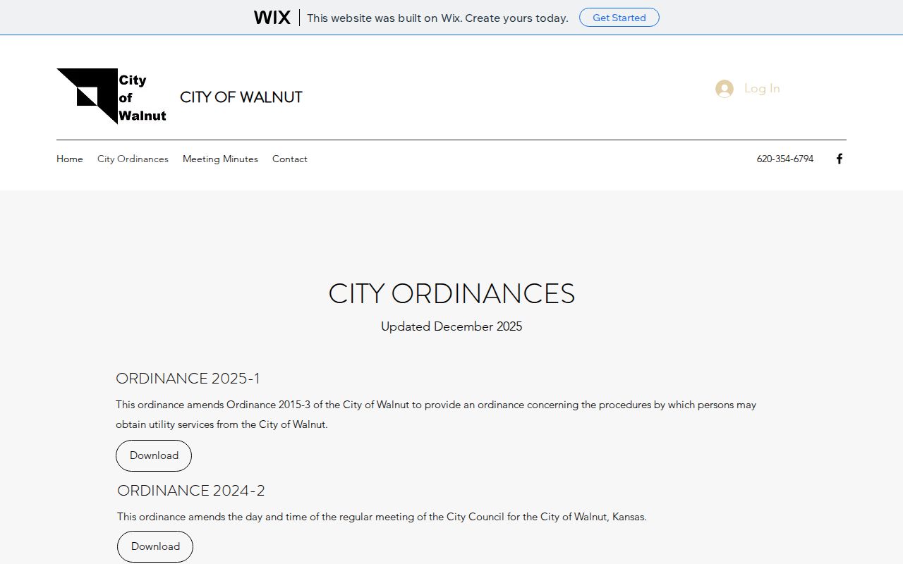 Official Walnut Kansas ordinance court information
