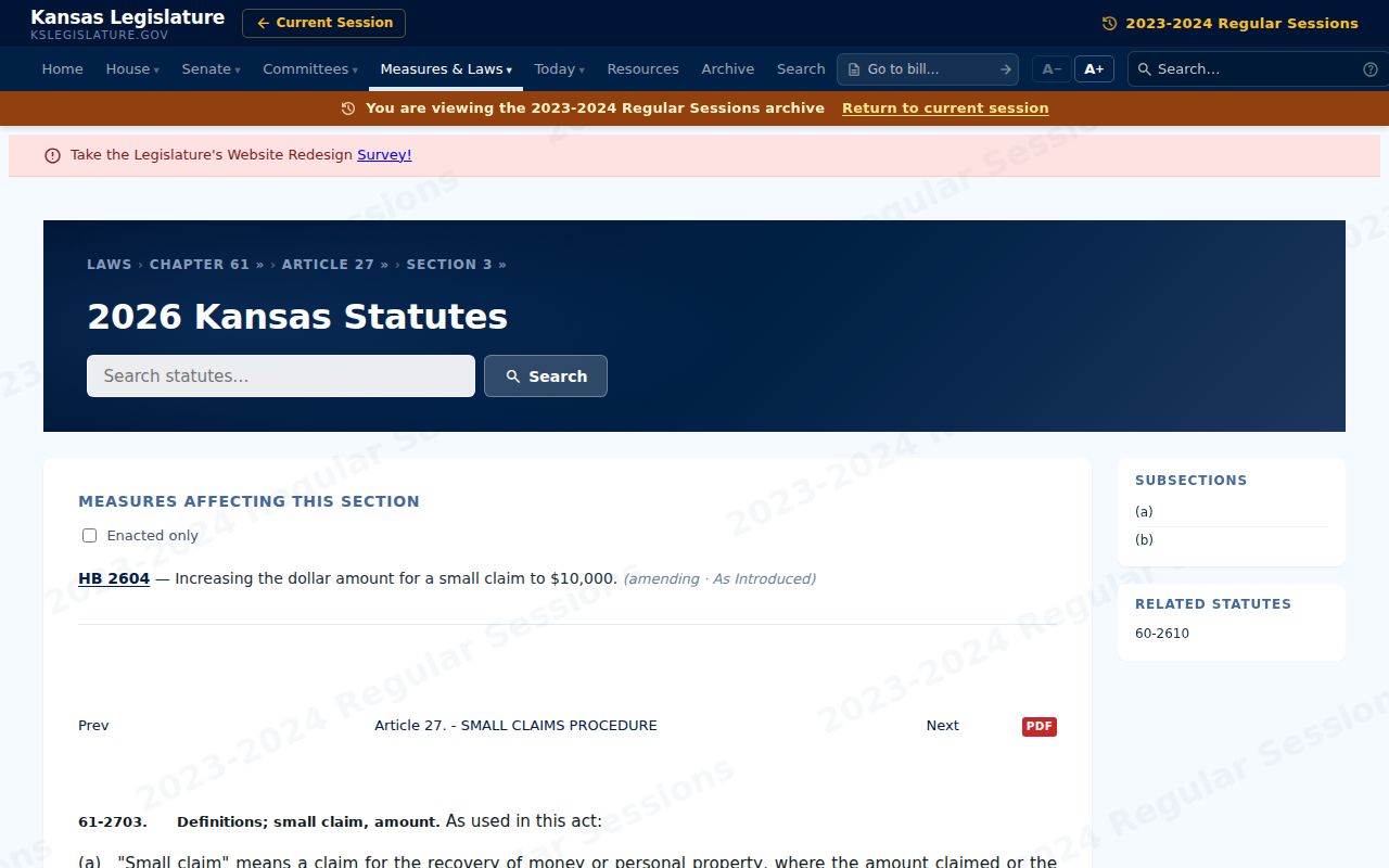 Crawford County civil court docket small claims statute