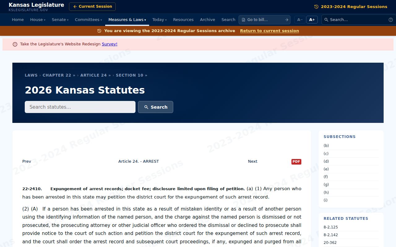 Crawford County criminal court docket Kansas expungement law