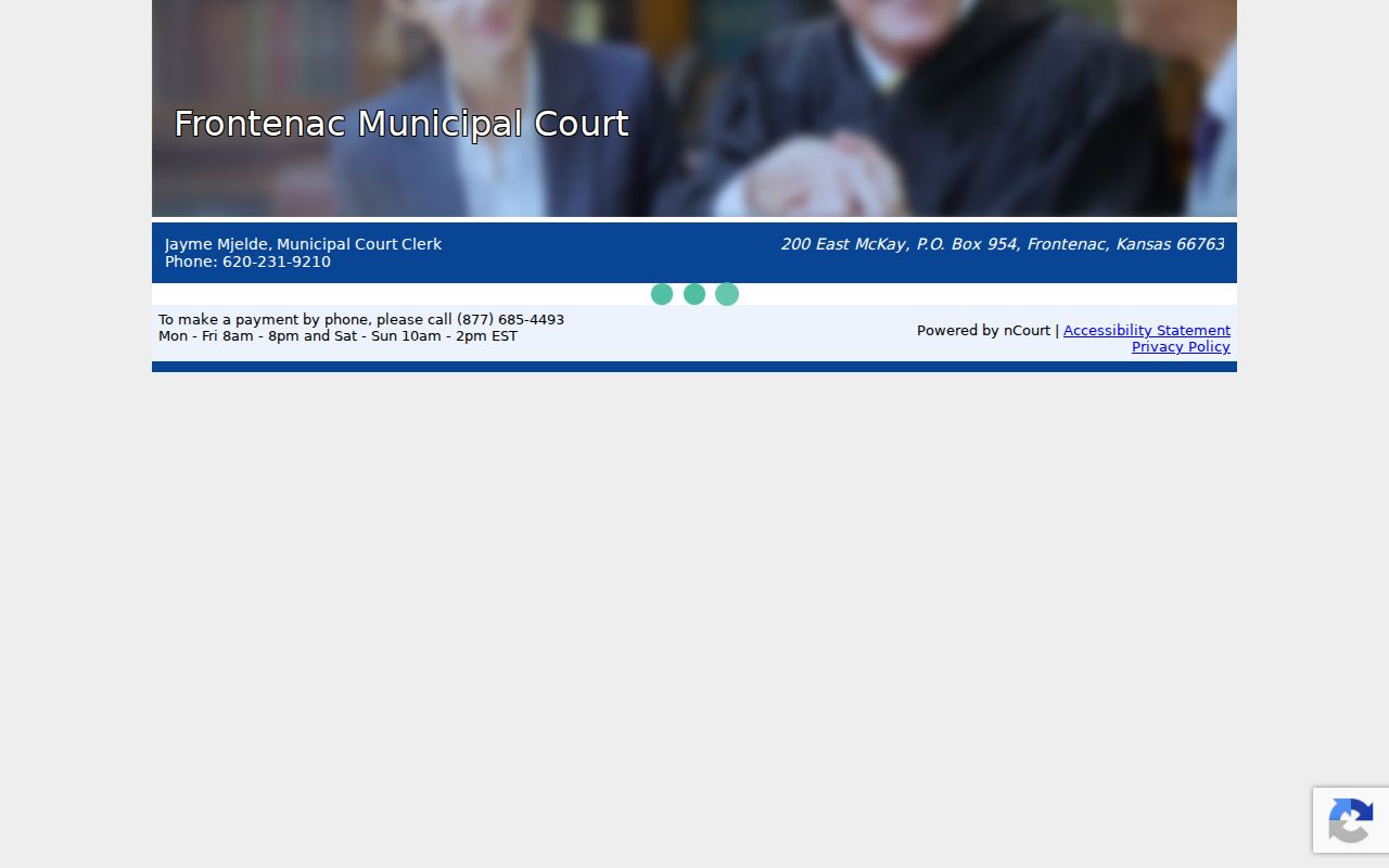Frontenac court records hosted search page