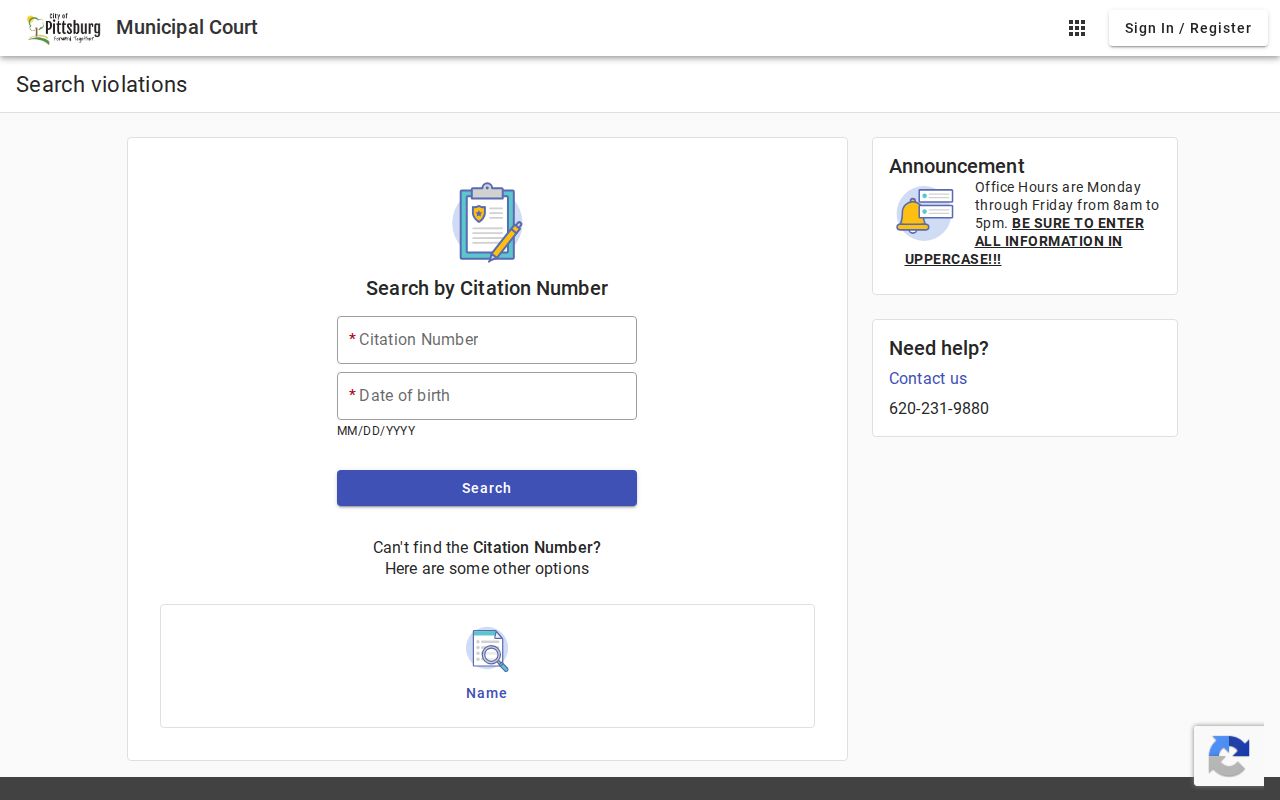 Pittsburg court records citation lookup